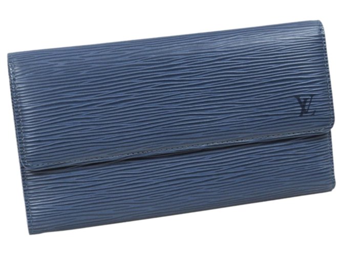 Louis Vuitton Blue Epi Porte Tresor Internationale lange Brieftasche Blau Leder  ref.225548