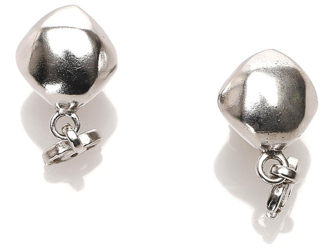 Chanel Silver CC Ohrringe Silber Metall  ref.225560