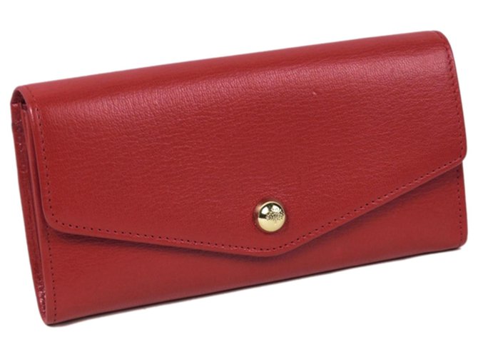 Mulberry Red Leather Long Wallet Rot Leder Kalbähnliches Kalb  ref.225567