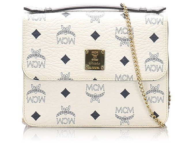 MCM Visetos Leather Crossbody Bag White Pony-style calfskin ref.985077 -  Joli Closet