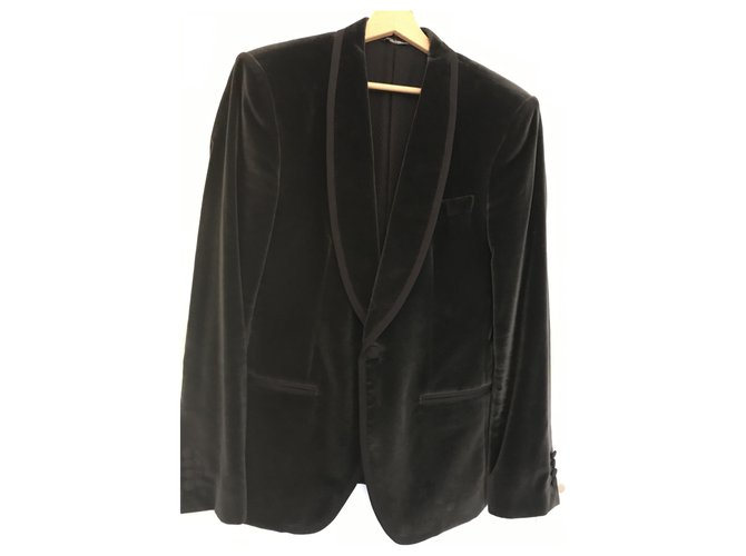 Dolce & Gabbana Blazer Smoking Tailored Dark grey Velvet  ref.225696