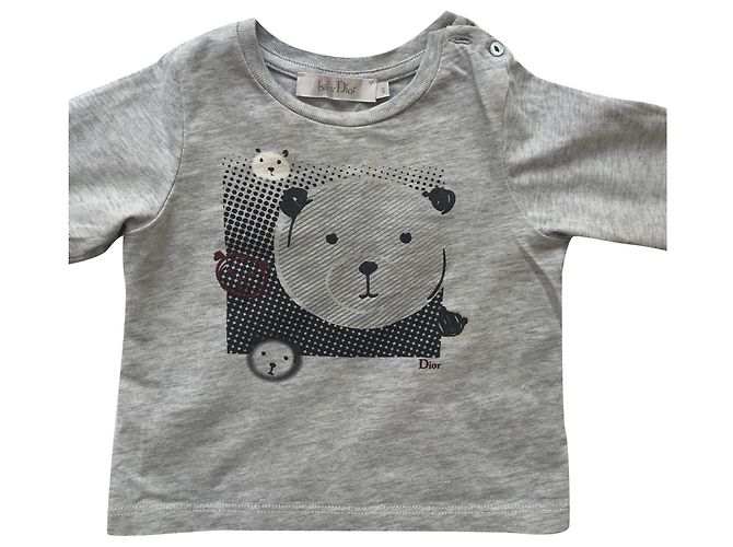 Christian Dior Camiseta de algodão cinza bebê