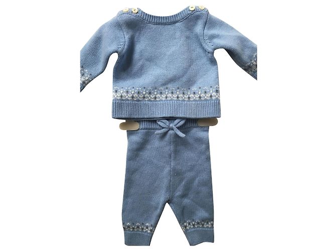 Conjunto Jacadi Azul de Algodón y Cachemira para Bebé 1 Mes