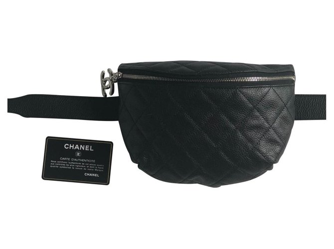 Chanel belt bag - waist bag - banana Black Leather  ref.225728