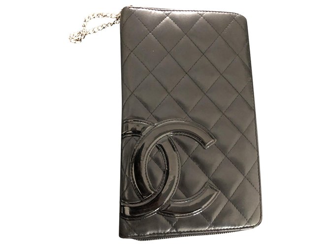 Cambon Chanel carteras Negro Cuero  ref.225744