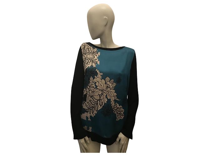 Marella Langarmshirt Entenblau Schwarz Dunkelblau