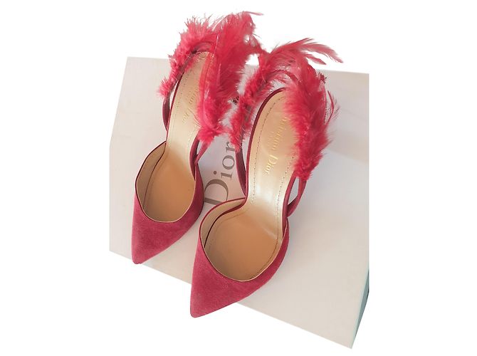 Christian Dior Slingback Kitten Heels Rot Leder