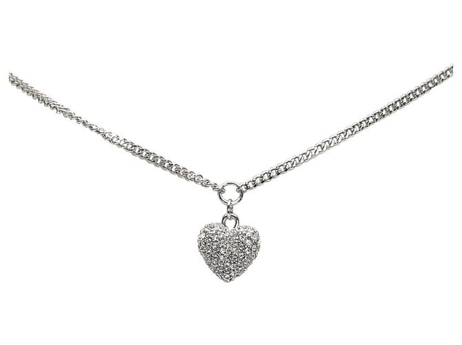 Collana Dior in argento con pavé di pietre a cuore Metallo  ref.225863