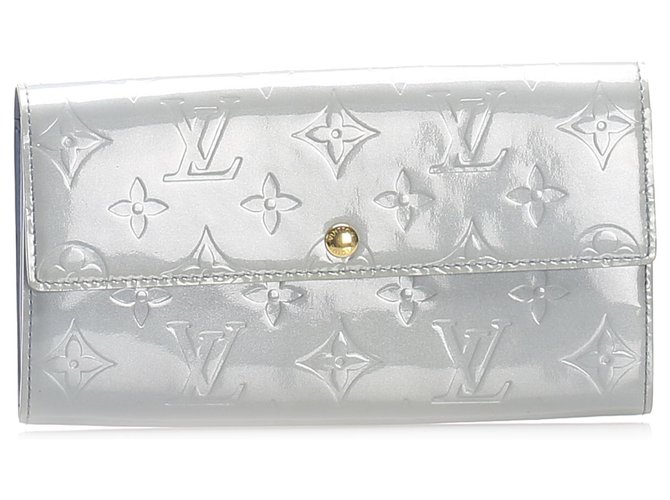 Louis Vuitton Gray Vernis Sarah Long Wallet Grey Leather Patent leather  ref.225864