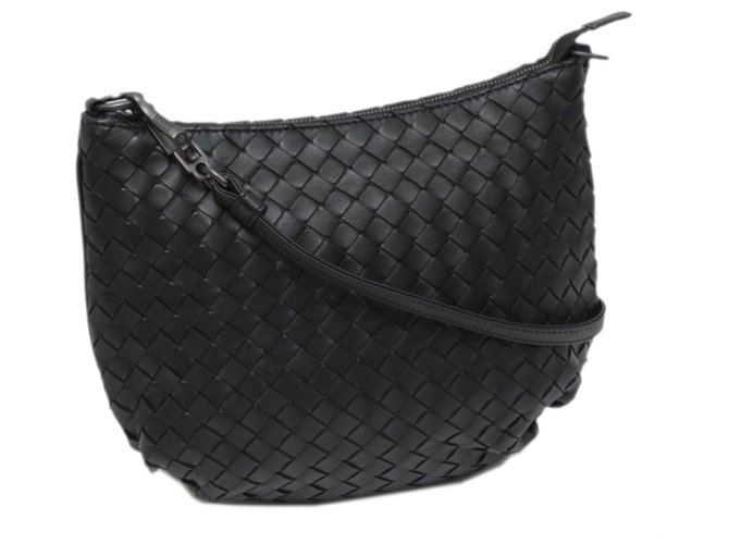 Bottega Veneta Black Intrecciato Leather Shoulder Bag Pony-style calfskin  ref.225875