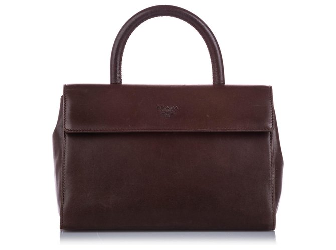 Prada Brown Leather Handbag Pony-style calfskin  ref.225876