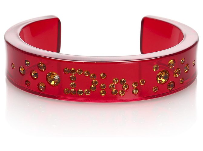 Bracelet Dior Strass Rouge Plastique Résine  ref.225885
