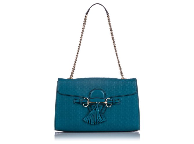 Gucci Blue Microguccissima Emily Shoulder Bag Leather Pony-style calfskin  ref.225887