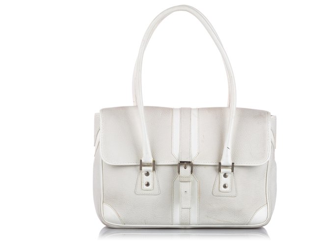 Burberry White Leather Shoulder Bag Pony-style calfskin  ref.225906