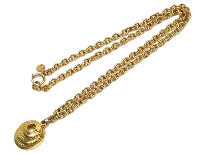 Céline Celine Gold Gold-Tone Pendant Necklace Golden Metal  ref.225910