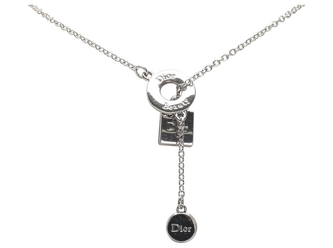 Dior Silver Lariat Necklace Silvery Metal  ref.225925