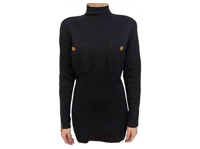 Chanel Dresses Black Wool  ref.225999