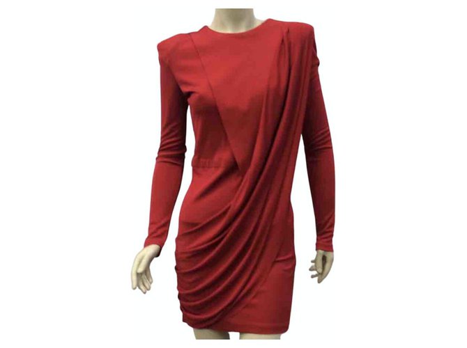 Balmain Dresses Red Viscose  ref.226006