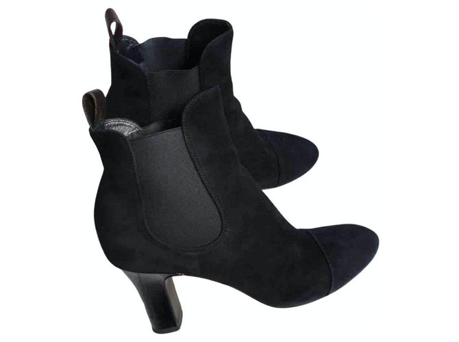 Louis Vuitton boots Suede Noir  ref.226016