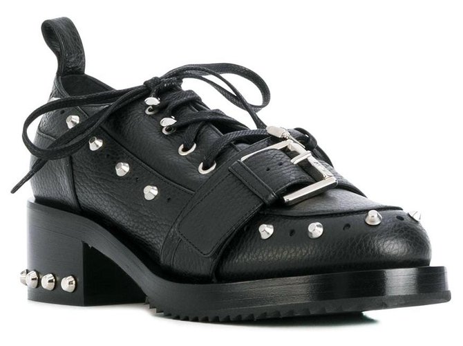 NO 21 botas con cordones y hebilla, tamaño 39 Negro Cuero  ref.226101