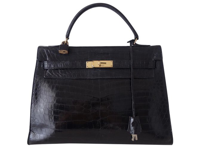 Hermès Hermes Kelly bag 32 crocodile Black Exotic leather  ref.223372