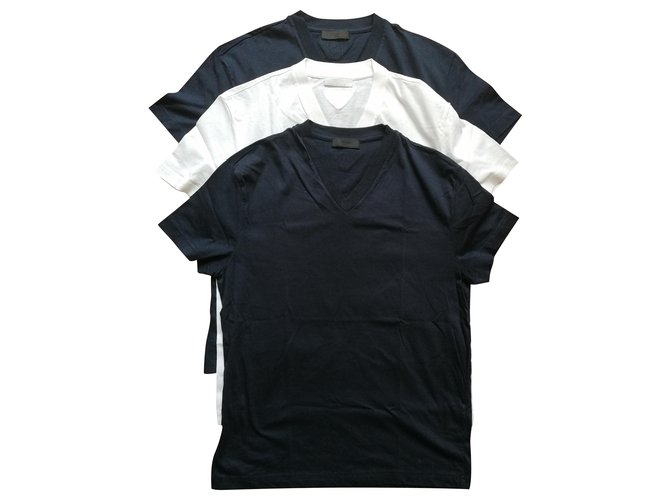 Prada Jersey pack White Navy blue Cotton  - Joli Closet