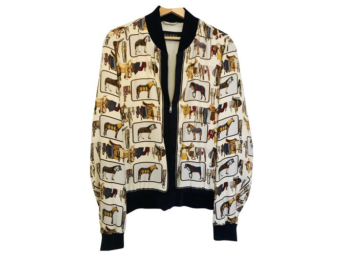 Bombers Gucci Horses Soie  ref.225694