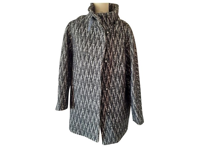 Gerard Darel Alpaca Wool Coat Black White