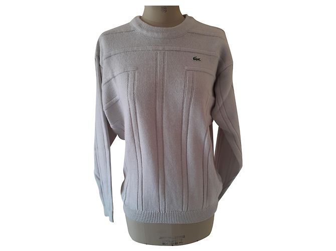 Lacoste Pullover Creme Wolle Acryl Herren Roh