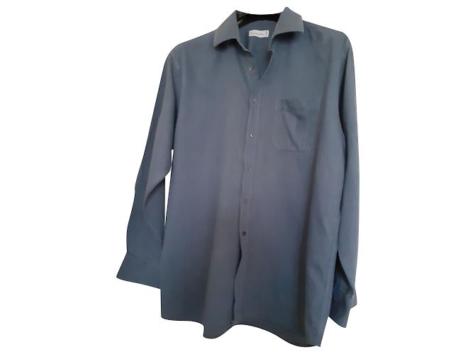 Camisa Christian Dior de algodón de canalé gris azulado