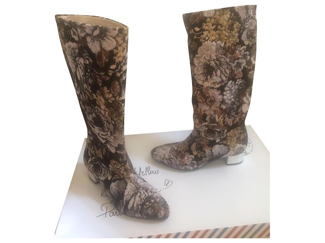 Botas Mellow Yellow de couro e tecido 36 Multicor