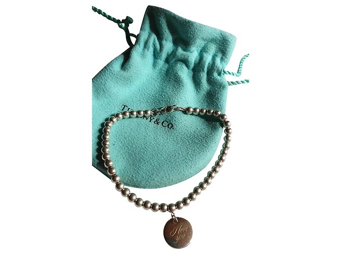 Tiffany & Co Eu te amo pulseira de pérolas Prata