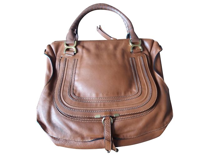 Chloé Marcie Große Handtasche Cognac Leder
