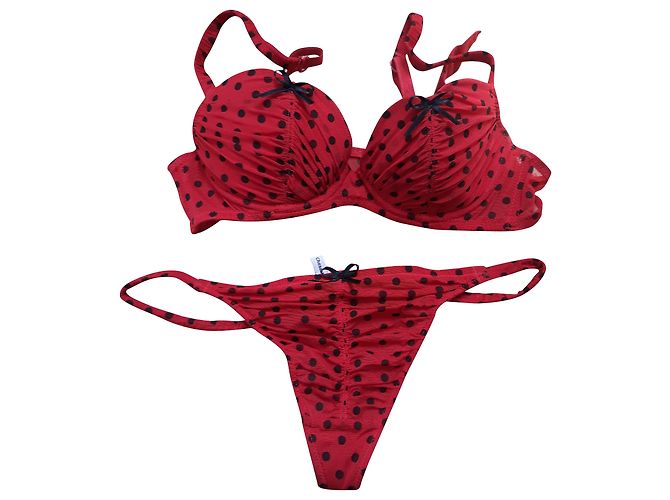 Conjunto Chantal Thomass Ladybug Rojo con Puntos de Tul Roja