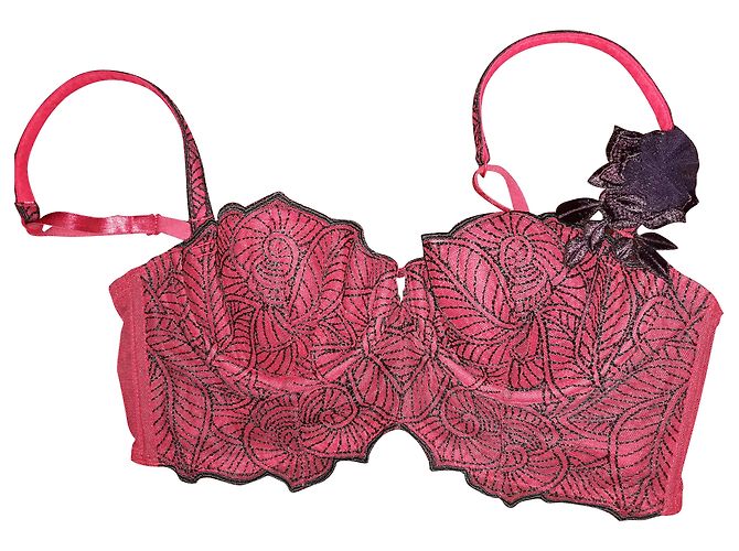 Autre Marque Reggiseno rosso Ravage con dettaglio rosa