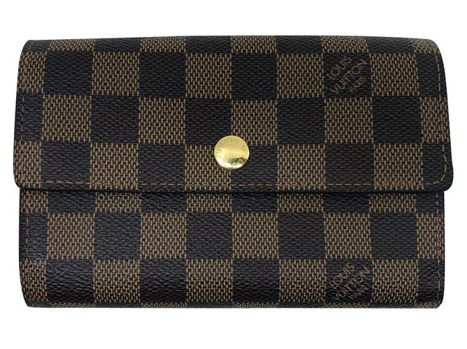 Louis Vuitton Brieftasche Braun Leder Leinwand  ref.226100