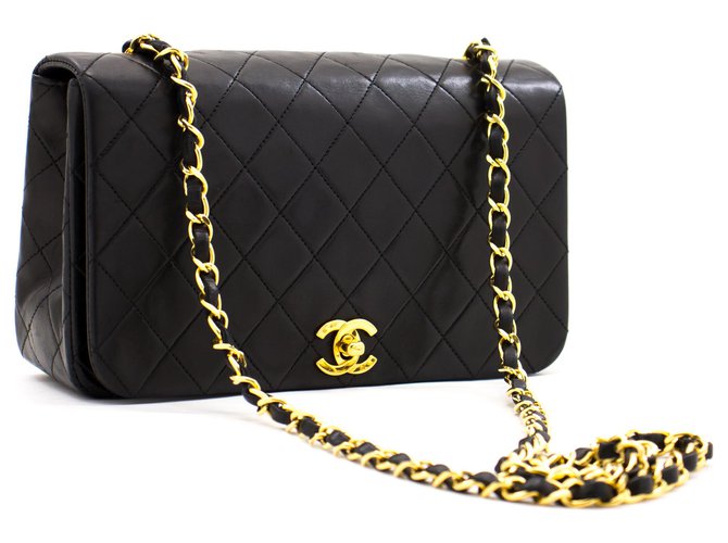 CHANEL Chain Shoulder Bag Crossbody Black Quilted Flap Lambskin Leather  ref.226134