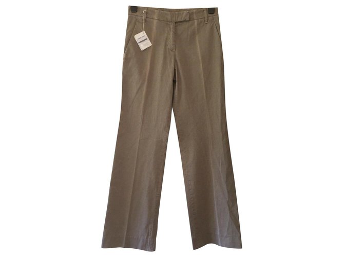 Pantalon en coton doux Brunello Cucinelli Kaki  ref.226157
