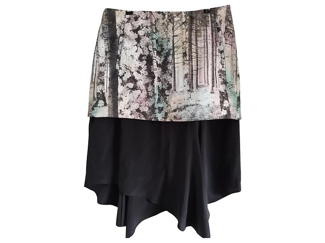 Tibi Black Two Layer Asymmetrical Skirt
