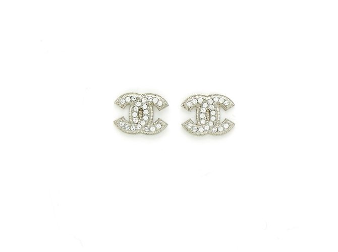 Chanel piccoli strass cc argento Metallo