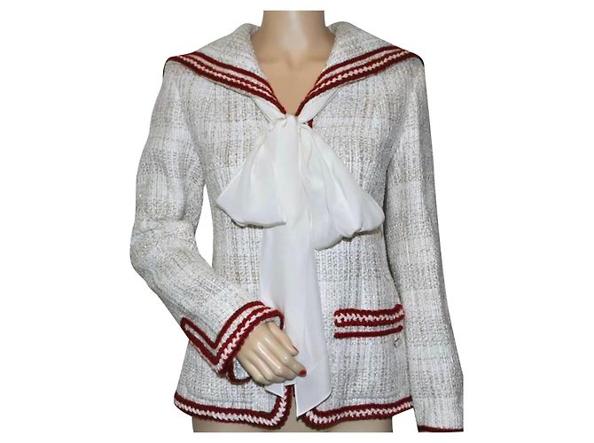 Chanel Hamburg 2018 Tweed Jacke Weiß