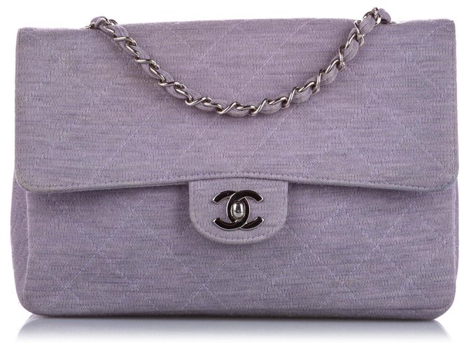 Chanel Gray Medium Classic Cotton Single Flap Bag Grey Cloth ref.226297 -  Joli Closet