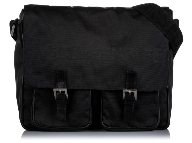 Fendi Black Canvas Crossbody Bag Leather Cloth Pony-style calfskin Cloth  ref.226310