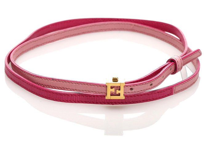 Bracelet en cuir Fendi Crayons roses Veau façon poulain Doré  ref.226314