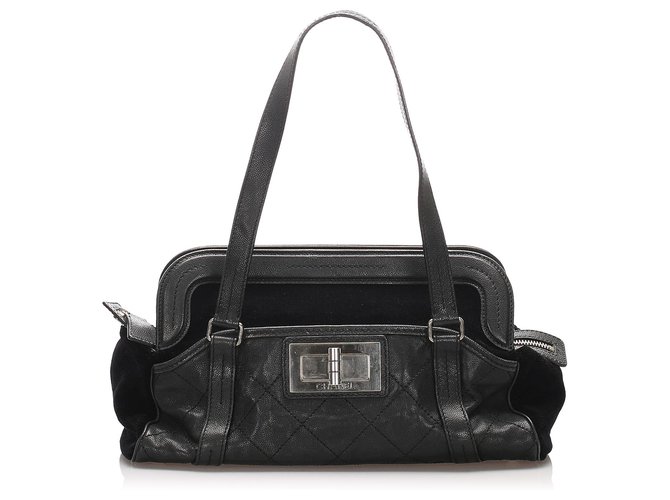Chanel Black Caviar Leather Reissue Shoulder Bag Velvet Cloth  ref.226326