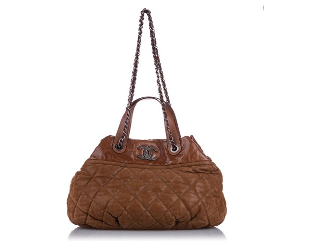 Chanel Brown Classic In the Mix Lambskin Leather Satchel  ref.226341