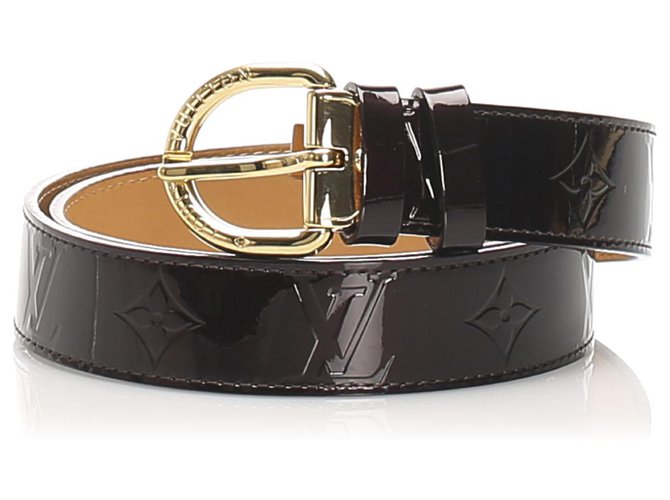 Louis Vuitton Red Monogram Vernis Belt Leather Patent leather Metal  ref.226353