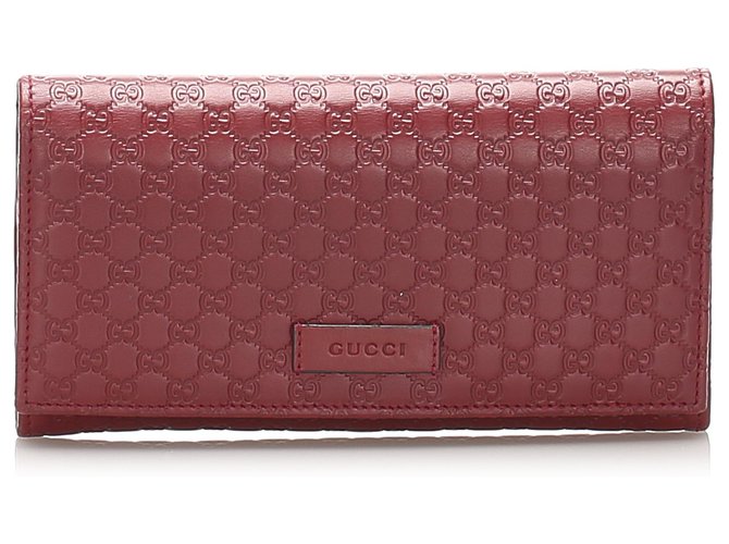 Gucci Red Microguccissima Continental Wallet Leather Pony-style calfskin  ref.226355