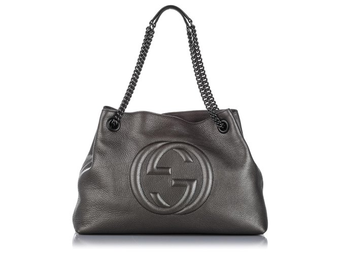Gucci Black Soho Chain Leather Shoulder Bag Pony-style calfskin  ref.226356