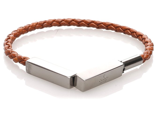 Gucci Brown Woven Leather Bracelet